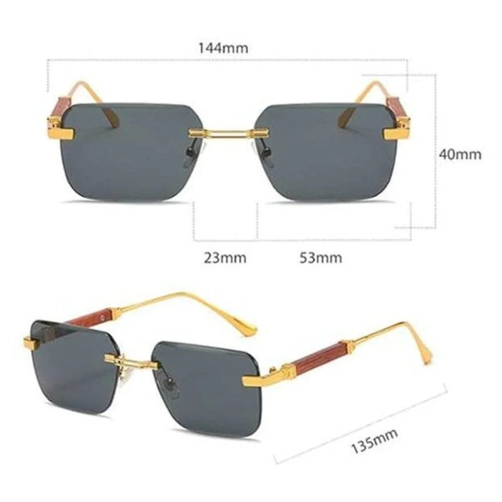Sunglasses Gold Dark Black Lens Men's Fashion Eyewear Outdoor Festival Music New